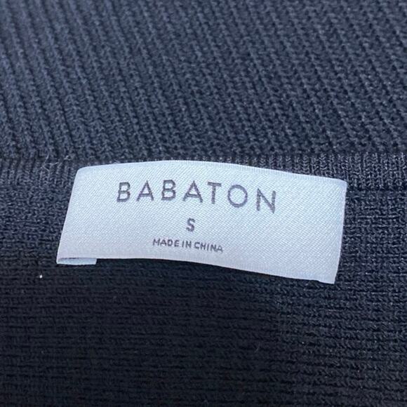 Aritzia Babaton Black Short Sleeve Ribbed Knit Square Neck Tee Crop Top Size S - Picture 3 of 4